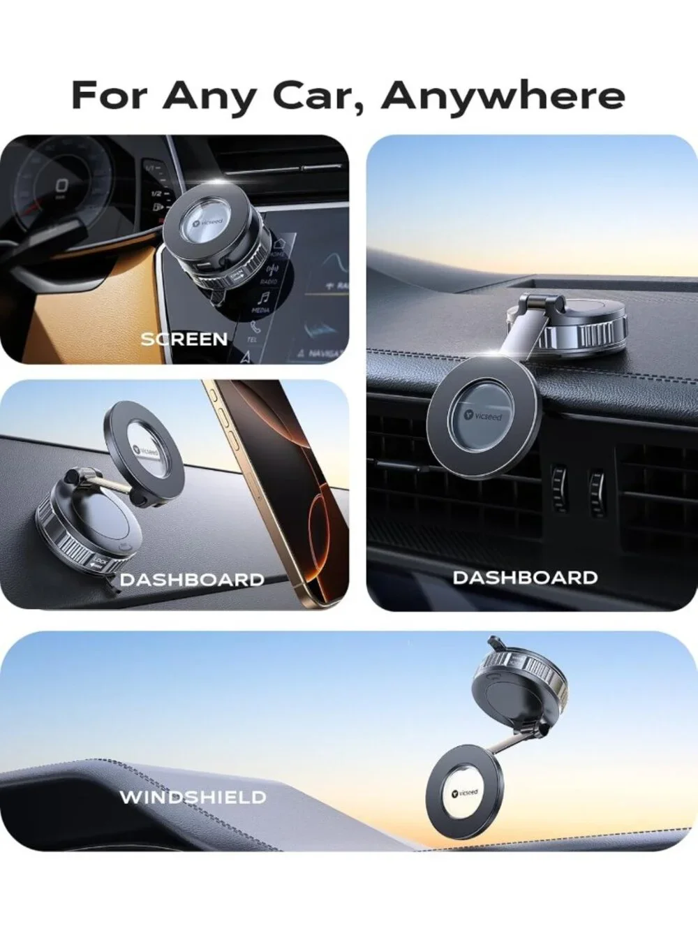 2026 Upgraded Magnetic Car Phone Holder - 360° Adjustable, Strong Suction for